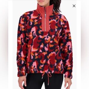 NWT Sage Collective Half Zip Faux Shearling Jacket in Retro Swirl Size Large